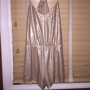 gold sequin romper perfect for a night out